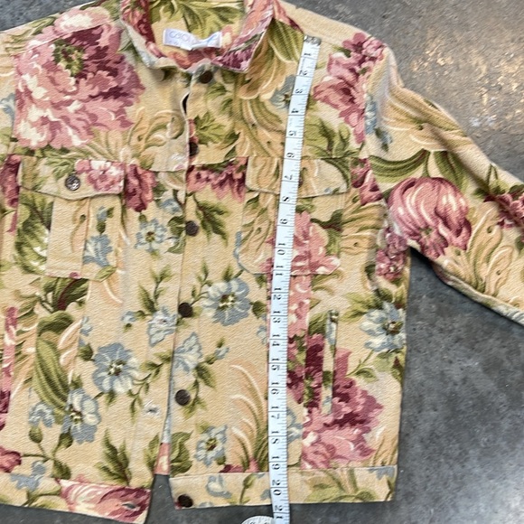Vintage Carol Antone Floral Jean Jacket - Size Large - Picture 8 of 10